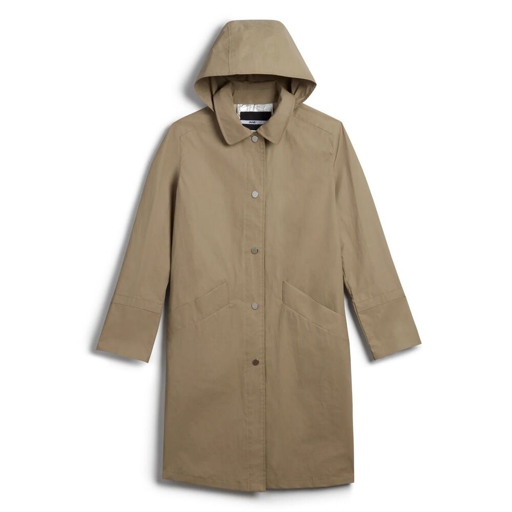 JANE POST $695 ITALIAN MACK RAINCOAT- tan women's XS NEW